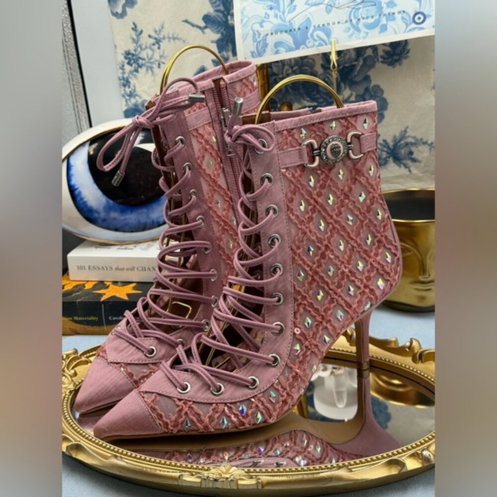 🆕 KURT GEIGER LONDON 🧿 NWOB Embellished Mansion Corset Ankle Boots - Sz 37 US7 - Picture 7 of 16